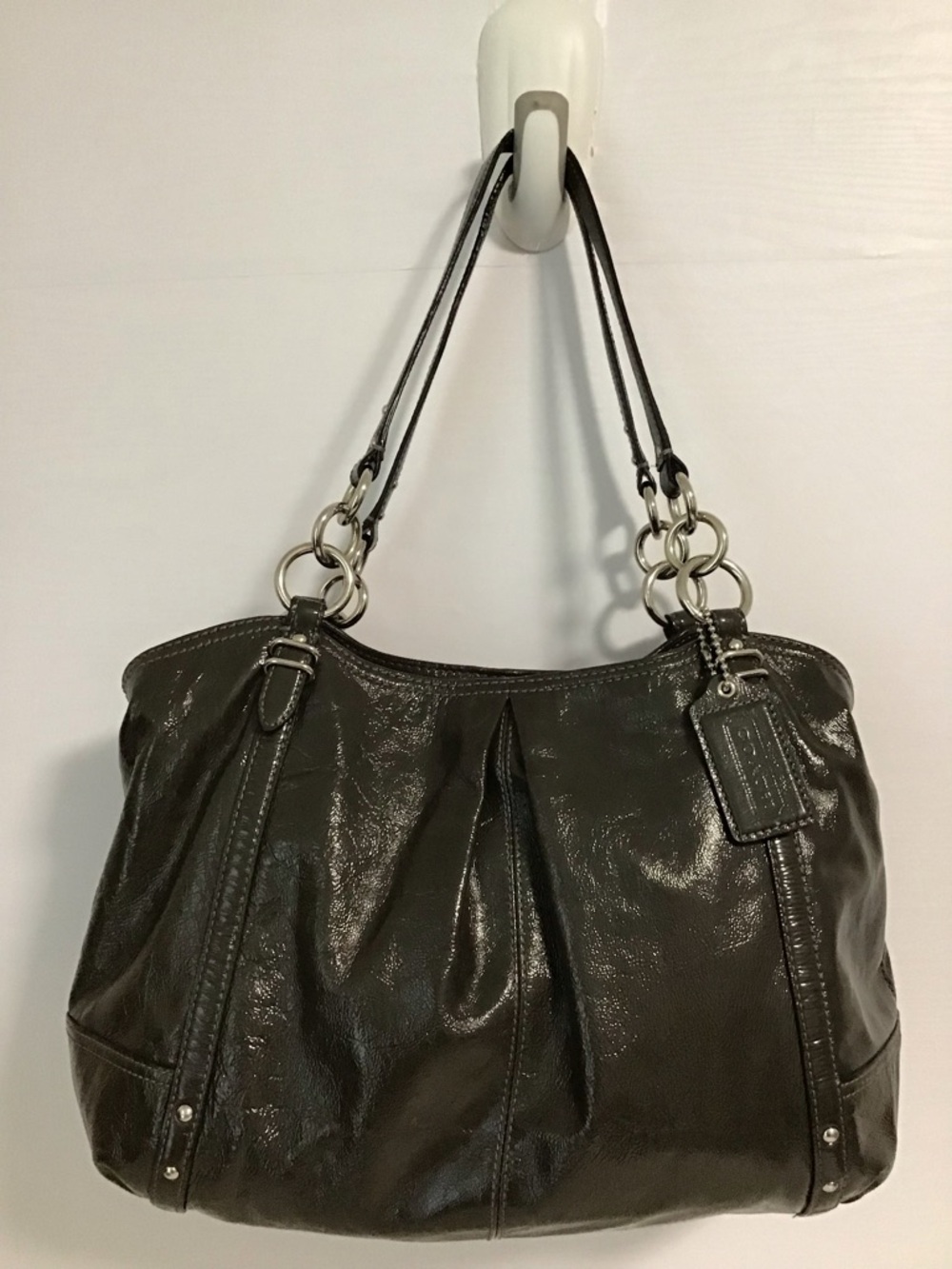 Coach Leather Alexandra Tote Purse Dark Grey